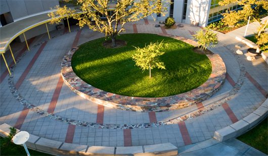 VIew of new entrance court